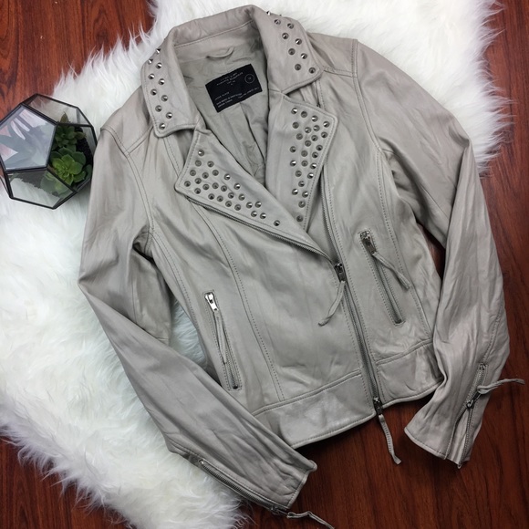 all saints studded leather jacket